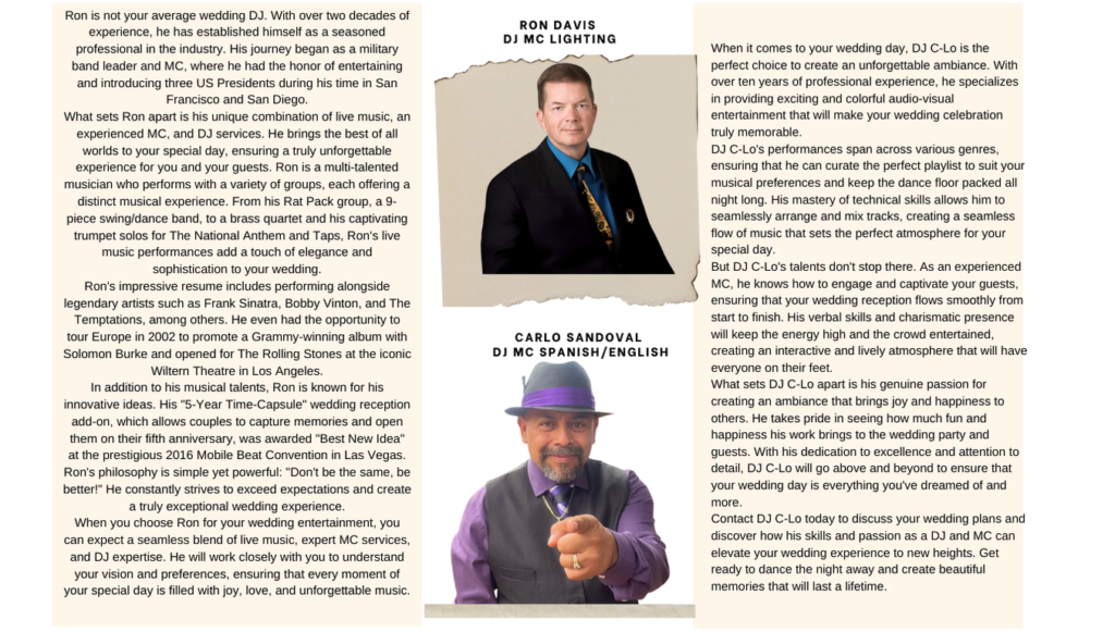 Crafting Unforgettable Wedding Experiences for Over 30 Years

Welcome to J Crew Productions, where Jordon Brenghause, our dedicated owner, has been specializing in wedding DJ entertainment for couples just like you. With a relaxed demeanor, a passion for excellence, and a meticulous eye for detail, Jordon ensures you feel comfortable and confident throughout your wedding planning journey.

Jordon's mastery in DJing, combined with cutting-edge lighting technology, creates the ideal atmosphere for an unforgettable wedding celebration. His wealth of experience enables him to design a personalized soundtrack that beautifully narrates your unique love story, keeping your dance floor lively all night long.

What truly distinguishes Jordon is his unwavering commitment to making your experience stress-free. He recognizes the significance of your wedding day and goes the extra mile to ensure every detail is flawlessly managed. From the initial consultation to the final dance, Jordon's personalized approach and keen attention to detail will transform your wedding day into the best day of your life.

At J Crew Productions, you can trust that Jordon is dedicated to making your dream day come to life with the perfect soundtrack. With his expertise, passion, and commitment to excellence, Jordon Brenghause is the DJ you can rely on to create magical moments and lasting memories.

Contact J Crew Productions today to begin planning the wedding of your dreams!