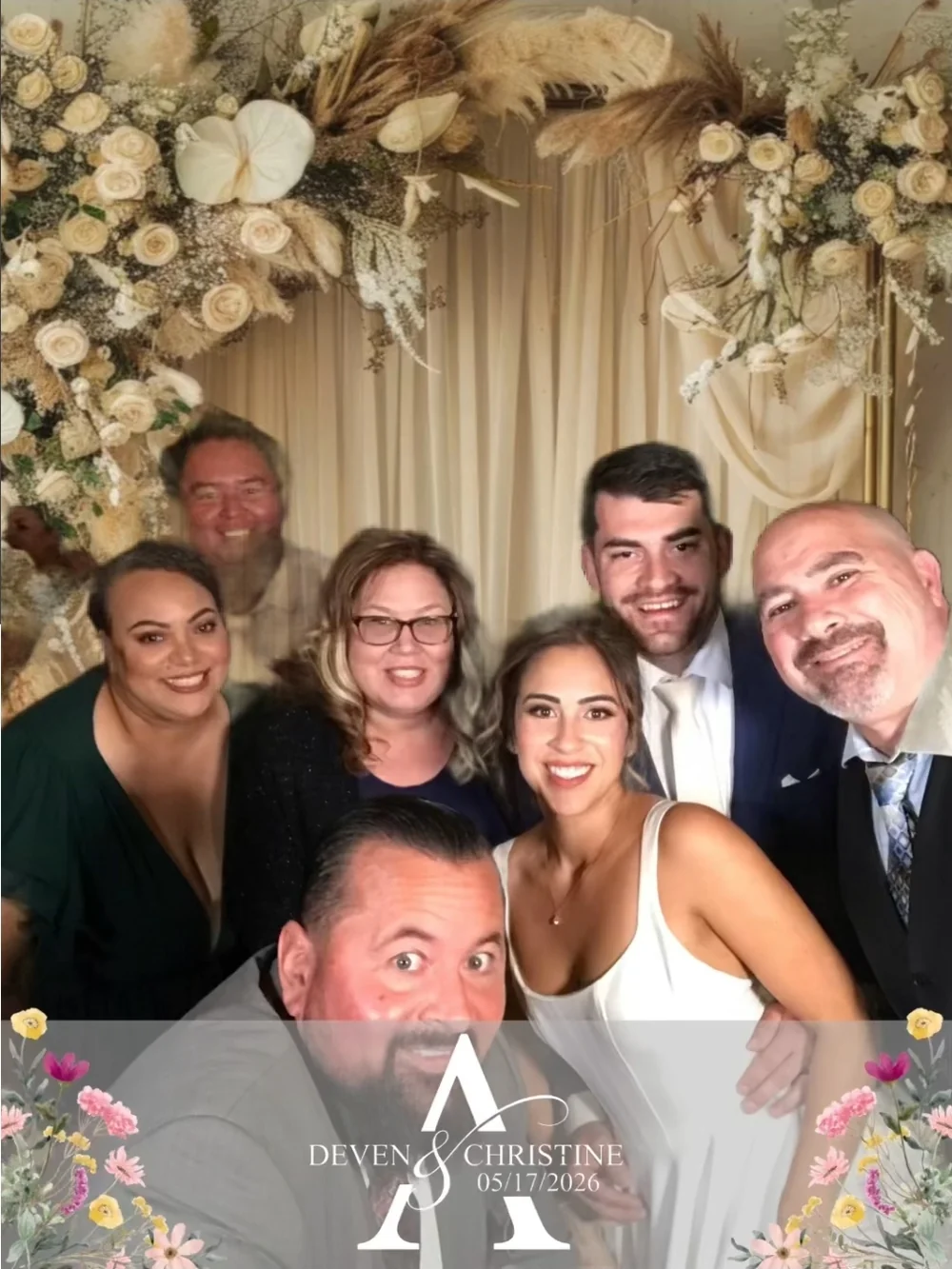 Family and friends posing at the J Crew digital LED photo booth
